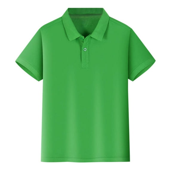 WOYY Little Boys Short Sleeve Polo Shirt Summer Casual Solid Color T-Shirt,Gn1