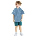 thumbnail image 1 of WOYY Little Boys Short Sleeve Shirt Denim Casual Summer Button-Up Shirt, Sizes 12M-5Y, 1 of 5