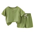 thumbnail image 1 of WOYY Little Boys Solid Color Short Sleeved T-Shirt Shorts Set Summer Outfits Fashion Kids Clothes, Sizes 2-9, 1 of 2