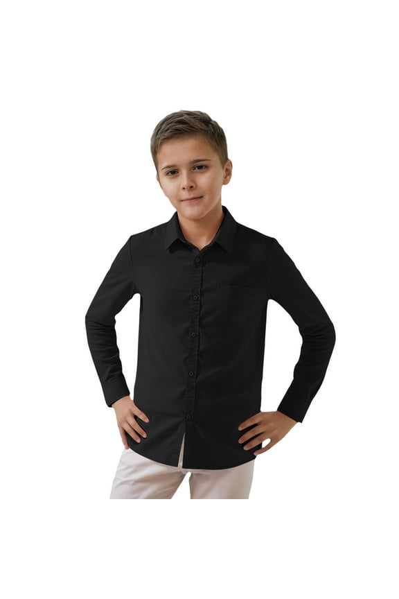 Little Boys Solid Long Sleeve Shirt Casual Pocket Button-Down Shirt, Sizes 3-8