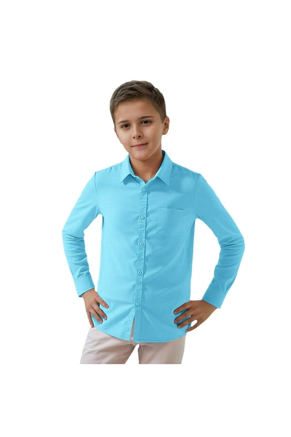 Little Boys Solid Long Sleeve Shirt Casual Pocket Button-Down Shirt, Sizes 3-8