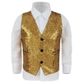 thumbnail image 1 of WOYY Little Boys Sparkly Sequins Vest for Stage Performance Glitter Waistcoat, Sizes 5-6, 1 of 6