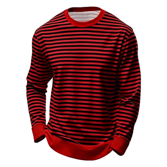 WOYY Little Boys Striped Long Sleeve T-Shirt Unisex Casual Crew Neck Tshirt, Sizes 3-14