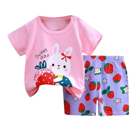 WOYY Little Boys Summer Outfits Cartoon Animal Print Short Sleeve T Shirt Shorts Set, Sizes 6-7Y