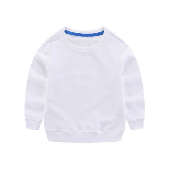 WOYY Little Boys Sweatshirt Solid Color Crewneck Pullover Unisex Kids Cotton Sweatshirts