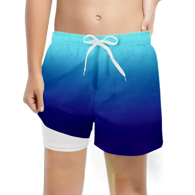 WOYY Little Boys Swim Trunks Quick Dry Swim Shorts with Mesh Liner Swimwear Bathing Suit