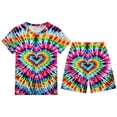 thumbnail image 1 of WOYY Little Boys Tie Dyed Short Sleeve T-Shirt Shorts Set Summer Outfits, Sizes 5-6, 1 of 6