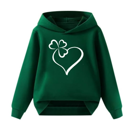 WOYY Little Girl St. Patrick's Day Hoodie Long-Sleeve Graphic Pullover Hoodies,Sizes 3-13
