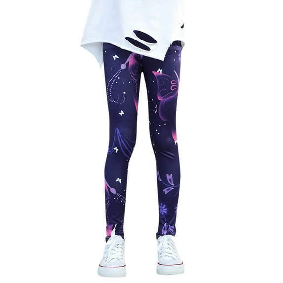 WOYY Little Girl's Leggings Floral Stretch Tights Fashion Breathable Pants Daily Trousers