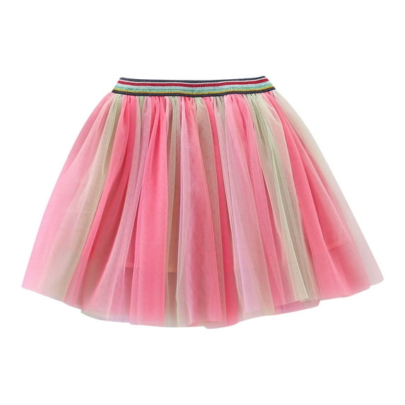 WOYY Little Girl's Rainbow Colorful Tutu Skirt Birthday Party Dance Skirt, Sizes 2-10