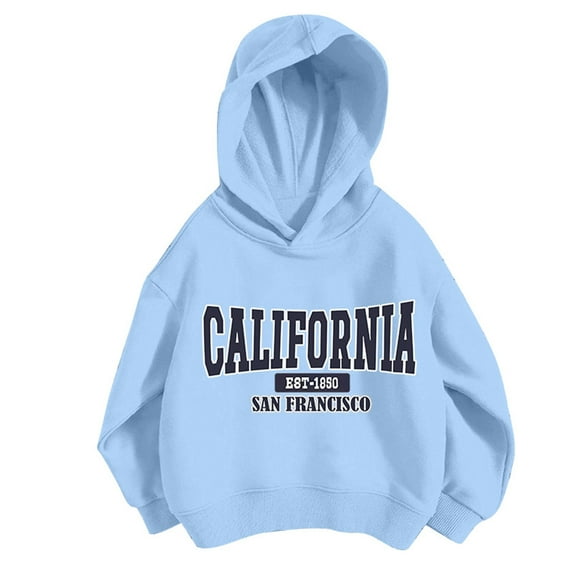 WOYY Little Girl's Sports Hoodie California Print Pullover Hooded Sweatshirt Coat