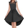 thumbnail image 1 of WOYY Little Girls A Line Dress Sleeveless Ruffle Irregular Dress with Belt, Sizes 5-6Y, 1 of 4