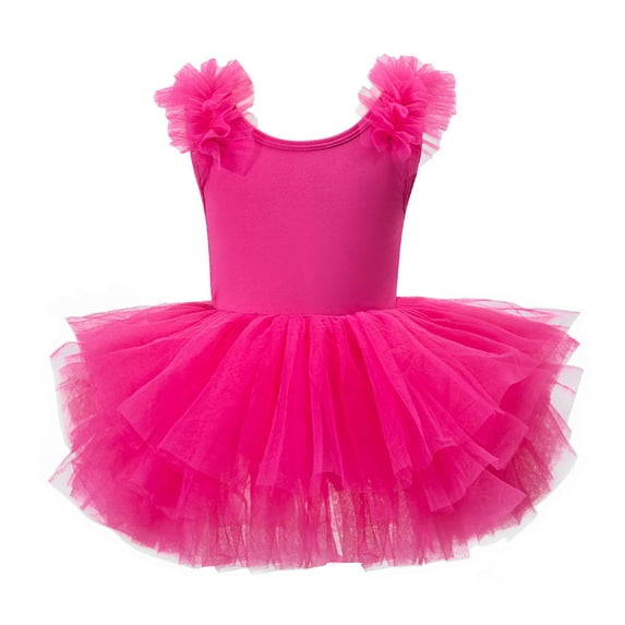 WOYY Little Girls Ballet Dance Dress Performance Leotard Kids Tutu Dress, Sizes 3-8
