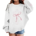 thumbnail image 1 of WOYY Little Girls Bow Sweatshirt Long Sleeve Crew Neck Pullover Sweatshirts, Sizes 5-6, 1 of 3