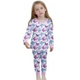 thumbnail image 1 of WOYY Little Girls Butterfly Outfits Long Sleeve Top Pants Sleepwear Set, Sizes 6-7, 1 of 4