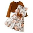 thumbnail image 1 of WOYY Little Girls Clothing Set Flower Print Sleeveless Dress Cardigan Coat Outfits, Sizes 5-6, 1 of 8