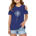 thumbnail image 1 of WOYY Little Girls Cold Shoulder T Shirt Dandelion Print Short Sleeve T-Shirt, Sizes 3-12, 1 of 5