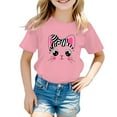 thumbnail image 1 of WOYY Little Girls Cute Graphic T-Shirt Cartoon Cat Print Cotton Short Sleeve T Shirt, 1 of 4