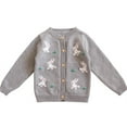 thumbnail image 1 of WOYY Little Girls Cute Rabbit Sweater Kids Long Sleeve Knit Cardigan Coat, Sizes 5-6, 1 of 3