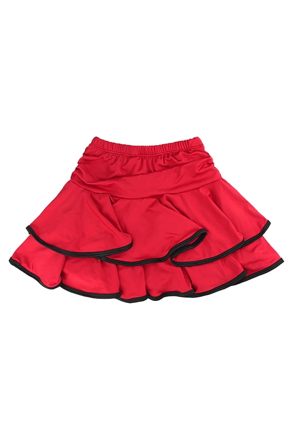 Little Girls Latin Tango Practice Skirt Athletic Layered Dance Skorts, Sizes 5-6