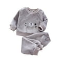 thumbnail image 1 of WOYY Little Girls Flannel Pajamas Cute Cat Embroidery Long Sleeve Top Pants PJs, 1 of 4