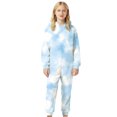 thumbnail image 1 of WOYY Little Girls Flannel Union Suit Pajama Tie Dyed Hooded Jumpsuit, Sizes 5-6, 1 of 5