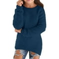 thumbnail image 1 of WOYY Little Girls Sweater Solid Fuzzy Crew Neck Pullover Knitwear Cozy Sweater, 1 of 4