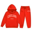 thumbnail image 1 of WOYY Little Girls Sweatsuit Chicago Print Hoodie Jogger Pants Set, Sizes 5-6, 1 of 2