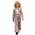 thumbnail image 1 of WOYY Little Girls Glitter Sequin Outfits Party Long Sleeve Crop Top Flared Pants Set, Sizes 6-7, 1 of 5