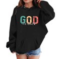 thumbnail image 1 of WOYY Little Girls Graphic Hoodie God Print Hooded Sweatshirt Casual Sport Pullover Top, 1 of 3