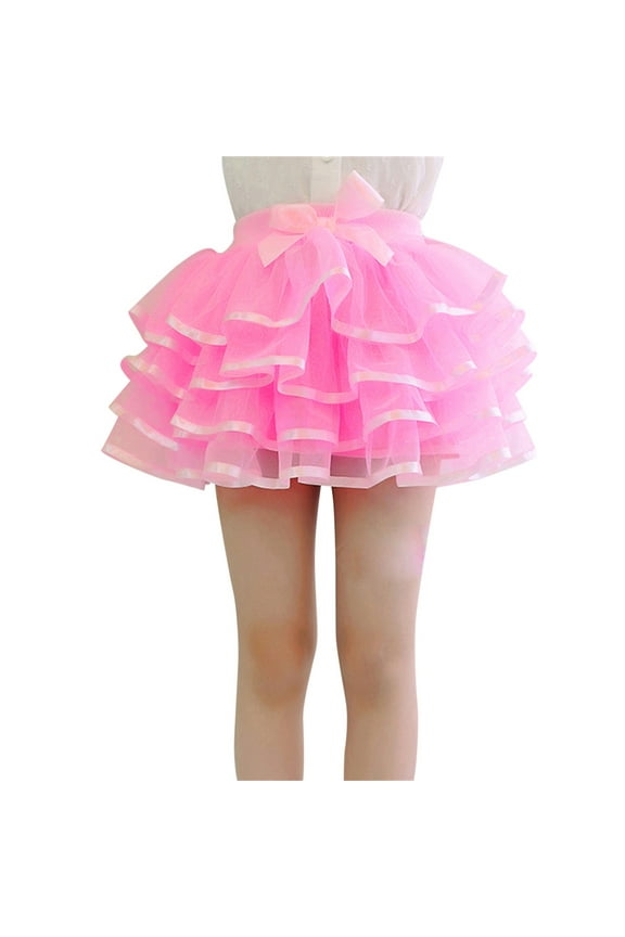 Little Girls High Waisted Layered Tutu Skirt Princess Tiered Tulle Skirt, Sizes 6-8