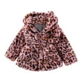 thumbnail image 1 of WOYY Little Girls Leopard Coat Winter Fuzzy Warm Hooded Jacket Cozy Outerwear, 1 of 3