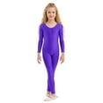thumbnail image 1 of WOYY Little Girls Leotard Solid Long Sleeve Full Jumpsuit Stretchy Tight Romper, Sizes 4-6, 1 of 6