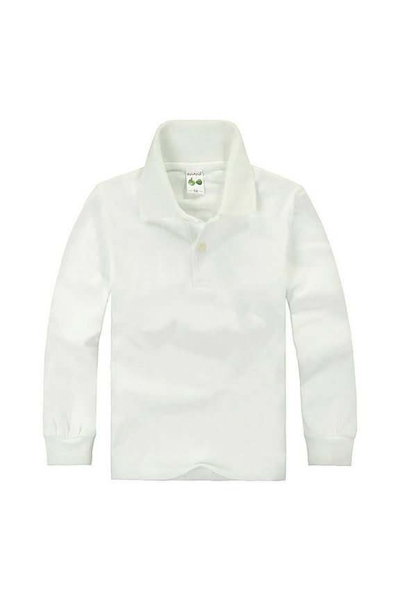 Little Girls Long Sleeve Polo Shirt School Uniform Solid Unisex Tshirt Kids Polos