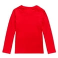 thumbnail image 1 of WOYY Little Girls Long Sleeve Solid Color T Shirt Undershirt, Red, 1 of 3