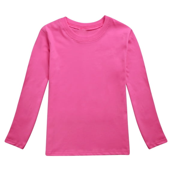 WOYY Little Girls Long Sleeve Solid Color T Shirt Undershirt, Sizes 2-13