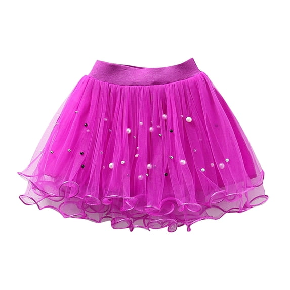 WOYY Little Girls Mesh Tutu Skirt Ballet Dance Performance Tulle Skirt, Sizes 1-14
