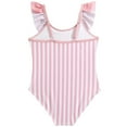 thumbnail image 1 of WOYY Little Girls One Piece Swimsuit Ruffle Striped Swimwear Bathing Suit with UPF50+, 1 of 8