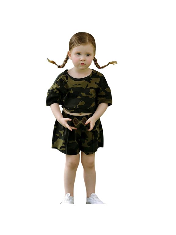 Little Girls Outfits Short Sleeve T Shirt Shorts Set Tracksuit Kids Casual Outfit Sets