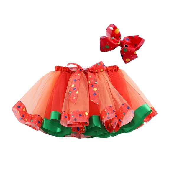 WOYY Little Girls Polka Dots Tutu Skirt Party Dance Tulle Skirt with Headband, Sizes 4-6