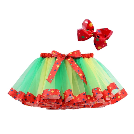 WOYY Little Girls Polka Dots Tutu Skirt Party Dance Tulle Skirt with Headband, Sizes 4-6