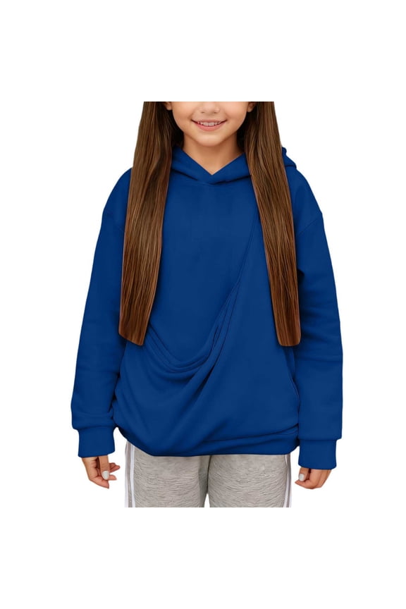 Little Girls Puppies Cats Pocket Hoodie Pullover Hooded Sweatshirt, Sizes 5-6