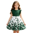 thumbnail image 1 of WOYY Little Girls Ruffle Sleeveless Midi Dress Casual Butterfly Print Ribbed A Line Dress, Green, 1 of 8