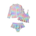 thumbnail image 1 of WOYY Little Girls Ruffle Tankini Swimsuit with Long Sleeve Rashguard Bathing Suit,3-Piece, 1 of 5