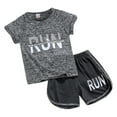 thumbnail image 1 of WOYY Little Girls Running Outfits Short Sleeve T-Shirt Shorts Set Activewear, Sizes 5-6, 1 of 2