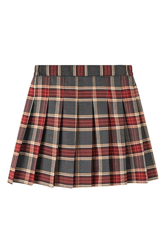 Little Girls School Uniform Pleated Skirt Pull On Plaid Mini Skirt, Sizes 6-7