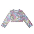 thumbnail image 1 of WOYY Little Girls Sequin Crop Top Long Sleeve Crewneck T-Shirt Shiny Dance Performance, 1 of 6