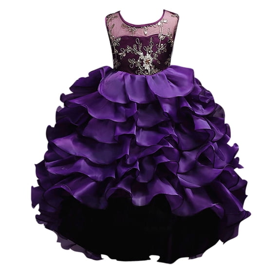 WOYY Little Girls Sequins Glitter Formal Dress Performance Party Pageant Gown, Sizes 6-7