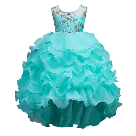 WOYY Little Girls Sequins Glitter Formal Dress Performance Party Pageant Gown, Sizes 6-7