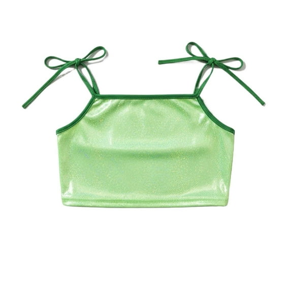 WOYY Little Girls Shiny Camisole Carnival Party Strapy Sleeveless Top Vest, Sizes 5-6